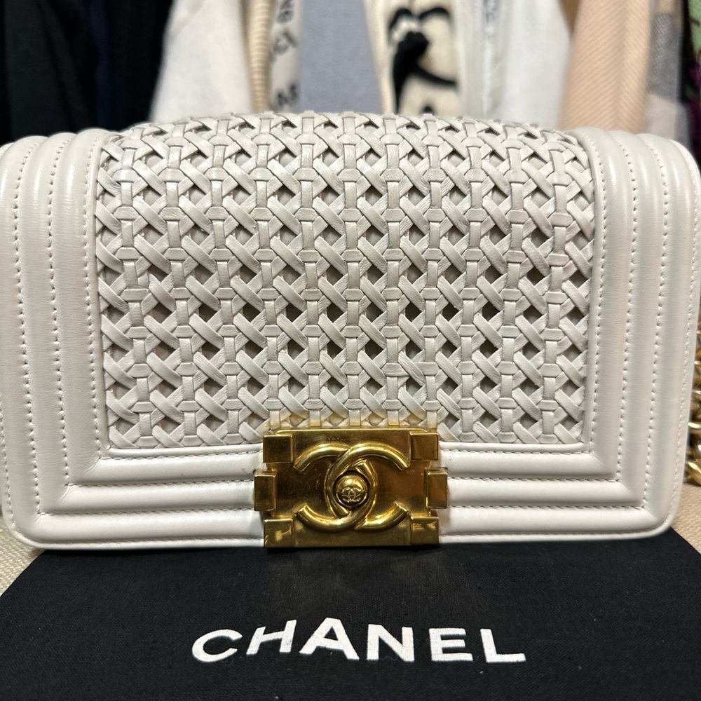 Chanel Boy flap bag braided sheepskin authentic